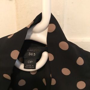J.CREW black blouse with brown polka dots